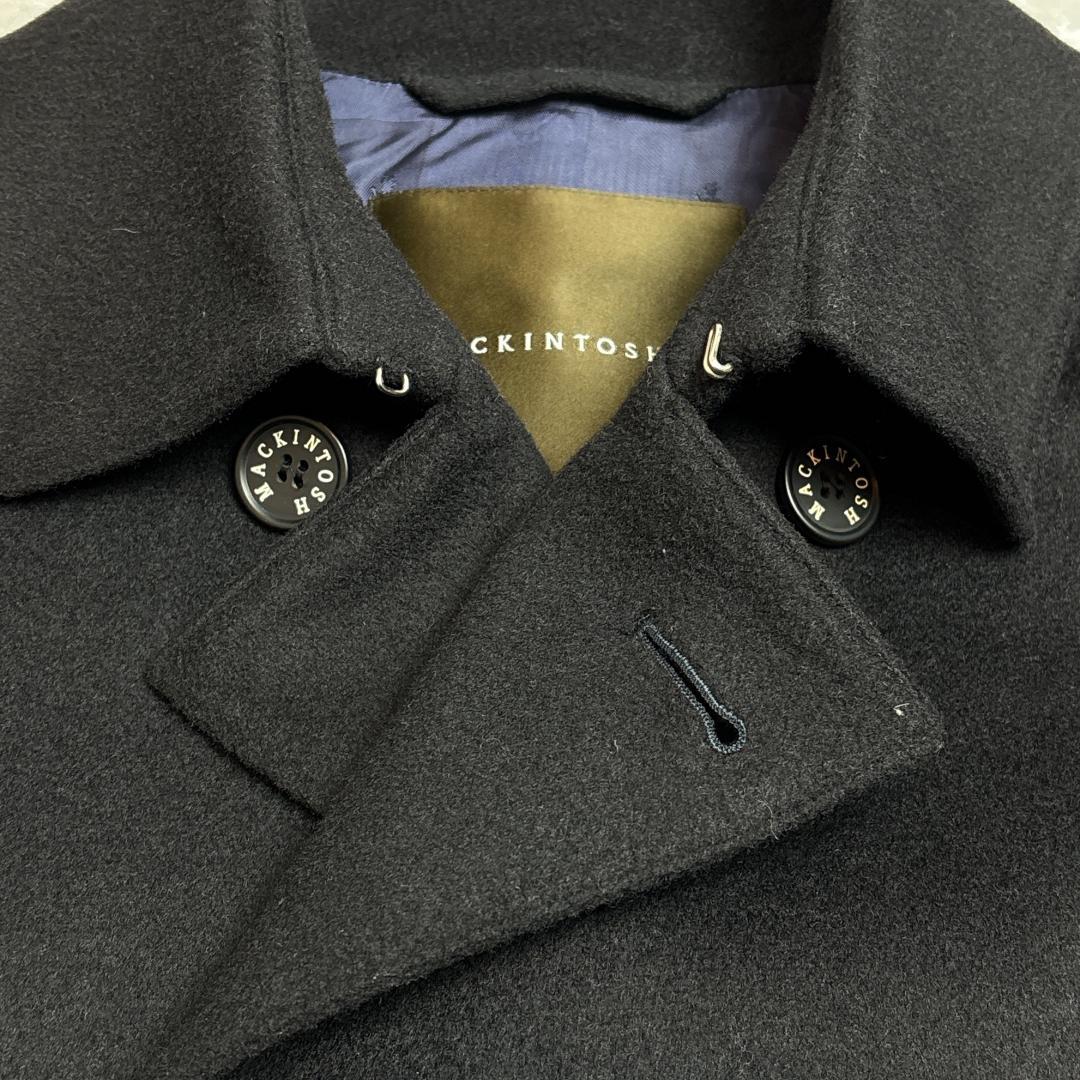 美品 スコットランド製 マッキントッシュ ダブル ウールコート 38 ネイビー