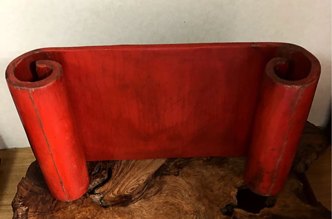 中国美術 重量級 大清乾隆年製 花鳥紋 朱塗 巻き台 香台 花台 盆栽台2.6㎏