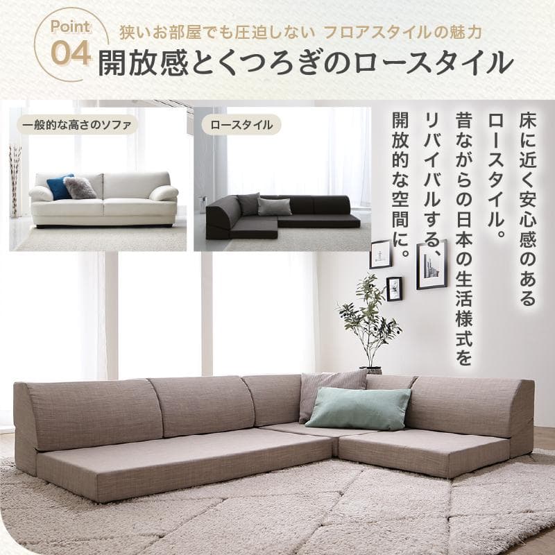 ローソファ 気持ちよさにこだわった レイアウト自由 リクライニング フロアコーナ