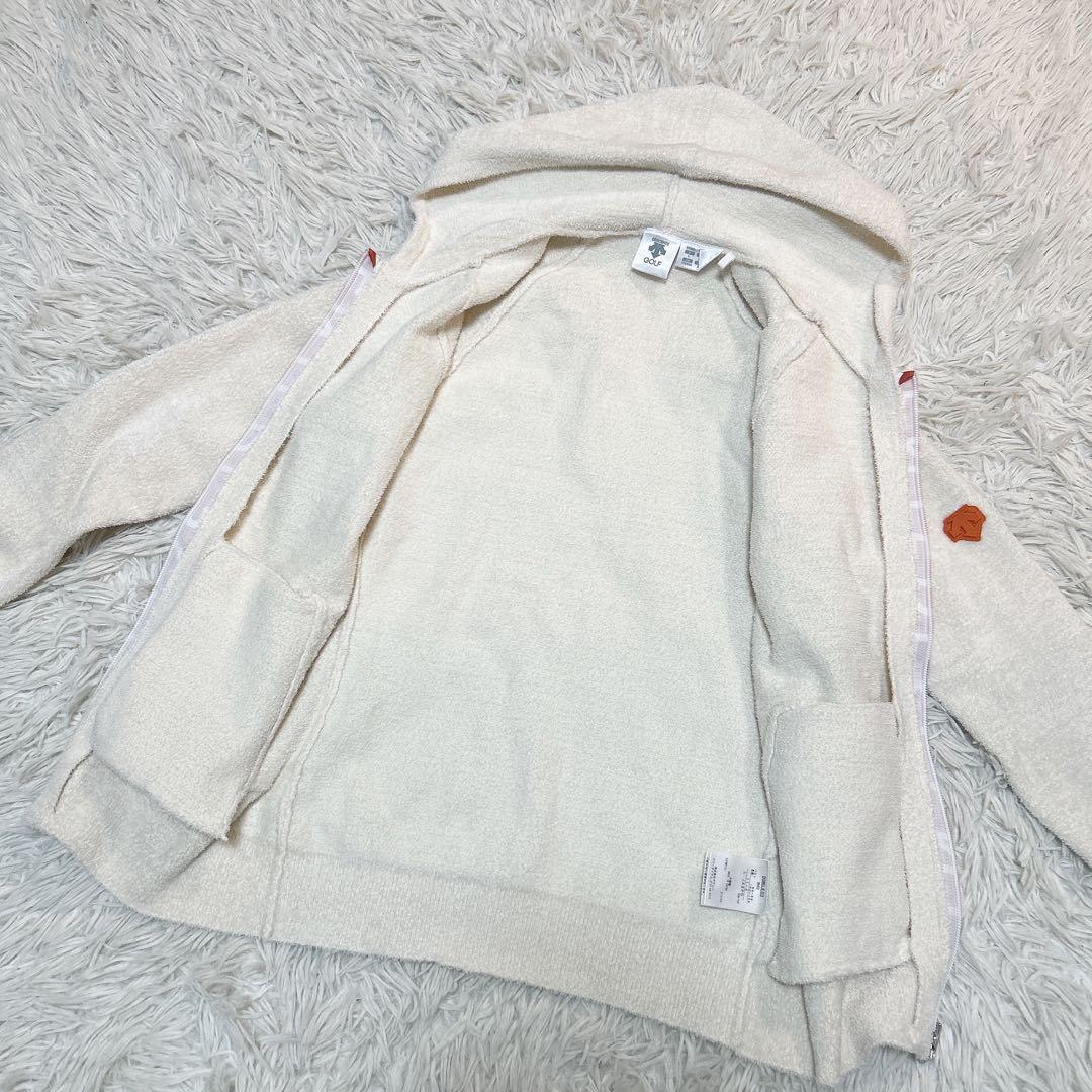 美品 DESCENTEGOLF デサントゴルフ ジップロゴ モールニットパーカー