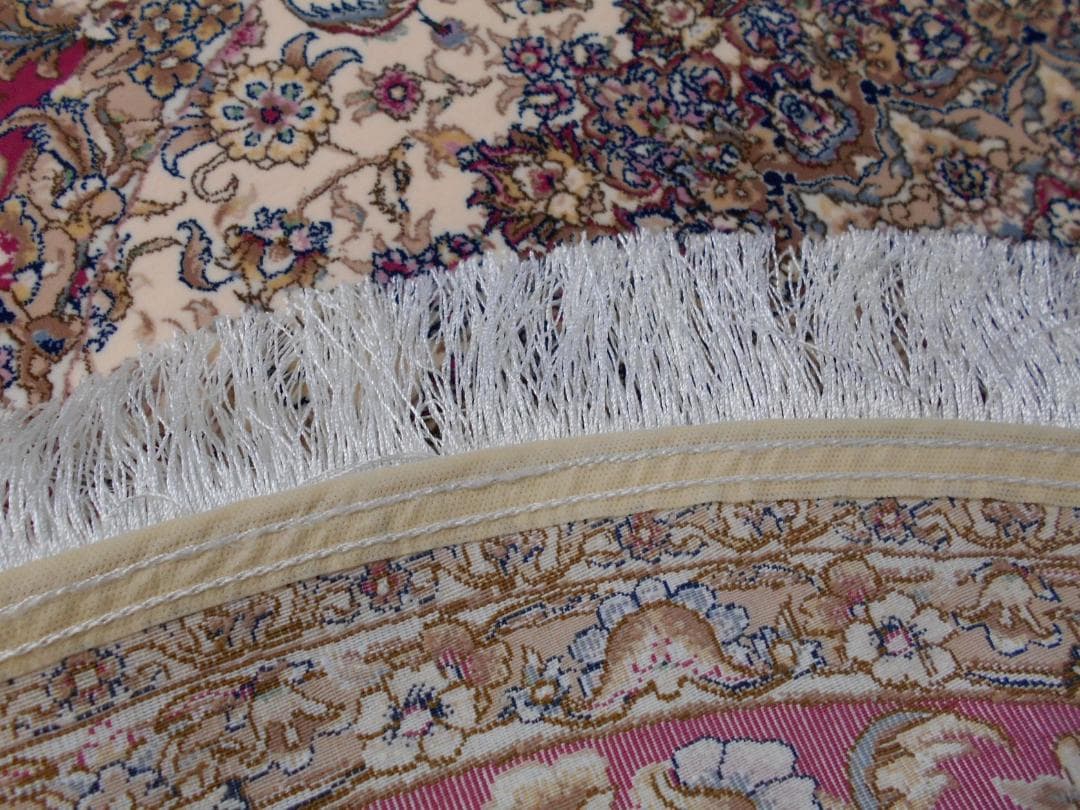 170万ノット、多色織！輝く、本場イラン産 絨毯！円形200cm‐201271