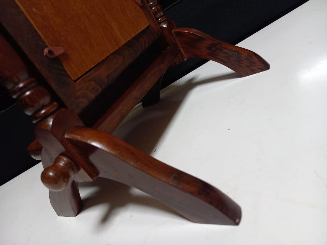 1970's　ヴィンテージ　コロニアル　ウッド　テーブル　スタンド　ミラー