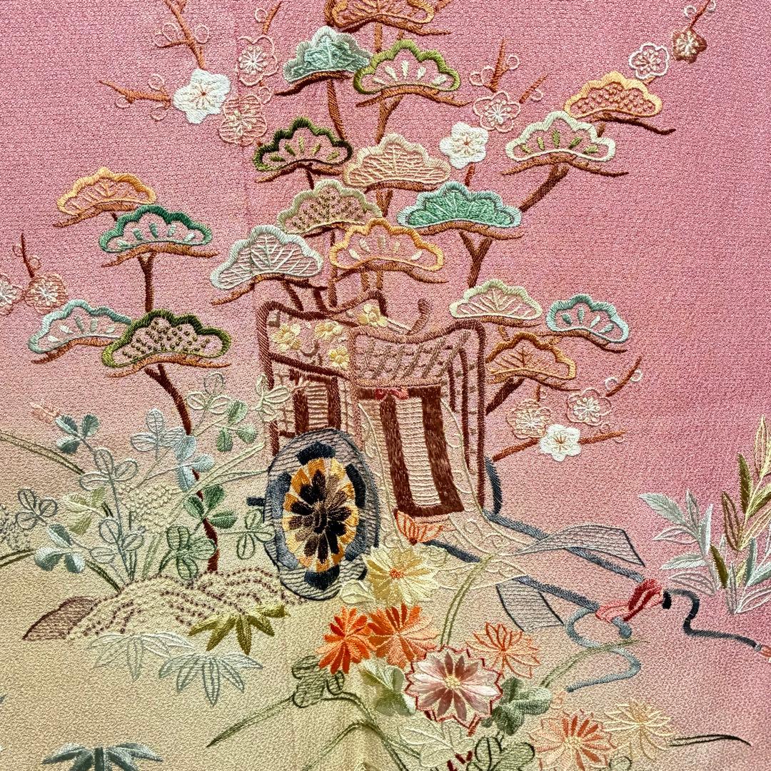 D183＋　D122訪問着 蘇州・相良刺繍 正絹着物袷 しつけ糸付き未使用極美品