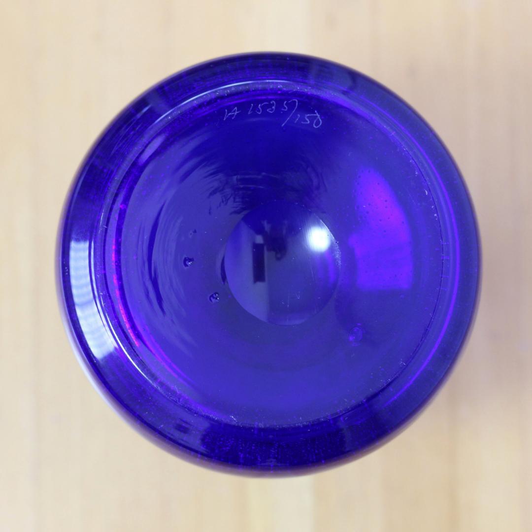 【サイン入り】エリックホグラン　Erik Hoglund　ブルーガラス 花器花瓶