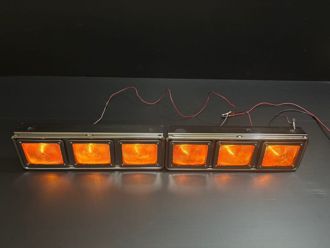 ☆3連 中間サイドウィンカー　丸棒巻き　左右セット　ステンレス　レトロ デコトラ