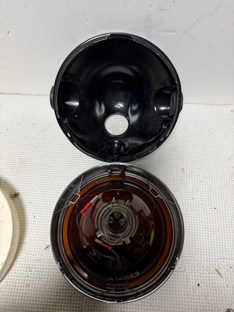 当時物希少シビエ凹みレンズ付きヘッドライト　KH250純正ライトケース付き