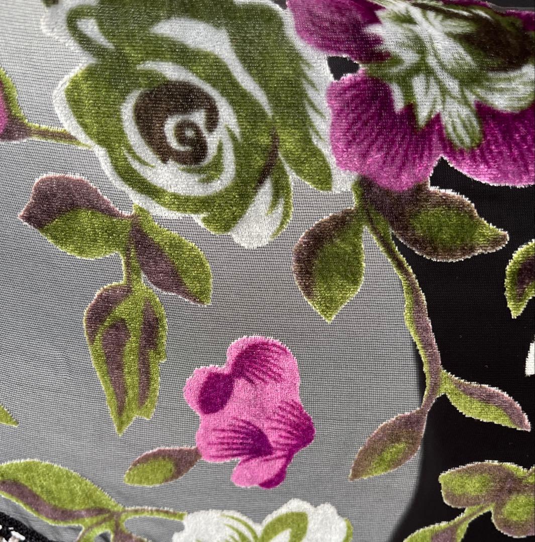 【アウトレット】フラメンコ　マントンシージョ　黒地xパープル花柄　パープルフレコ