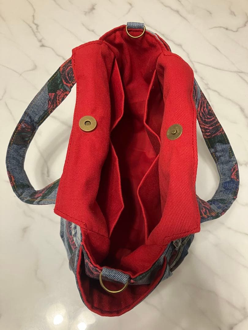 895 tatdwtg大きめデニムリメイクバック　ハンドメイド2点