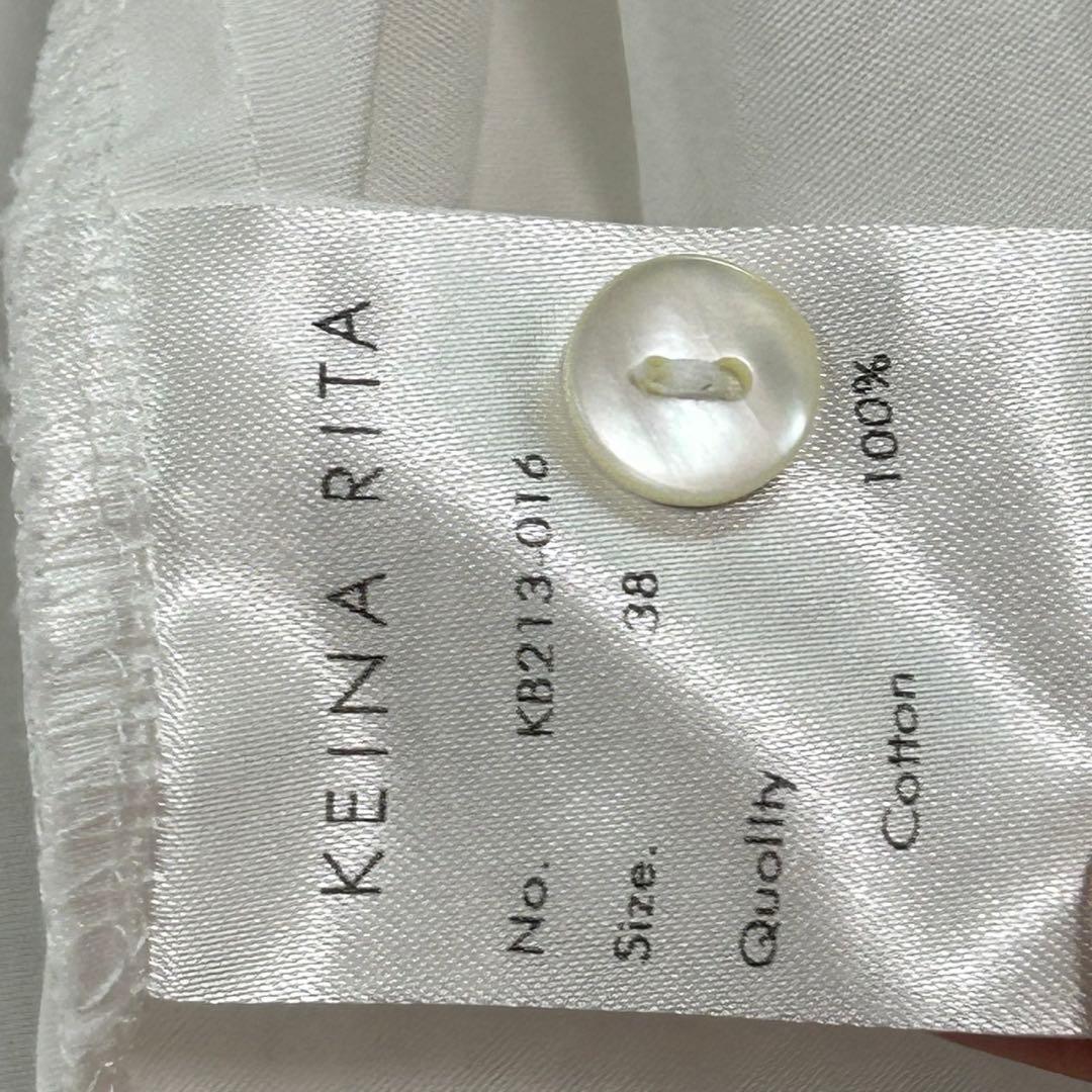 K41 M ケイナリタ スカラップパフスリーブ ブラウス ホワイト レディース