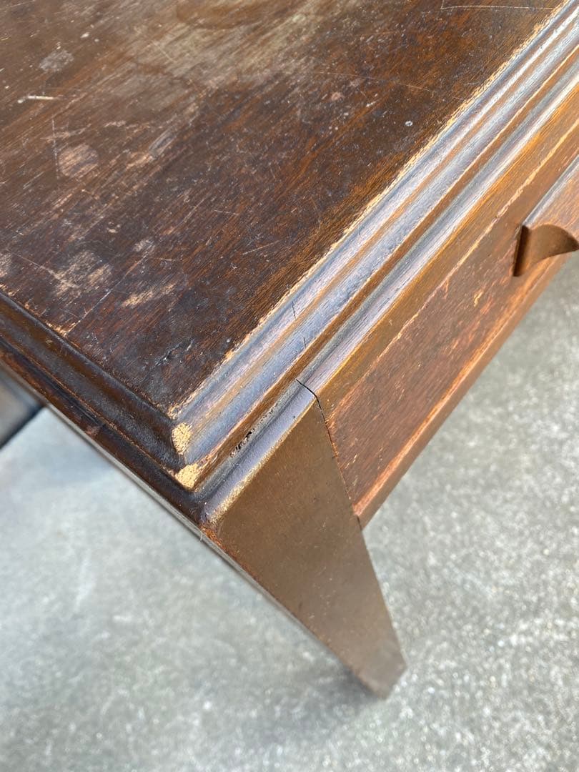 木製デスク　アンティーク　レトロ　古家具　引き出し　テーブル　古道具　平机