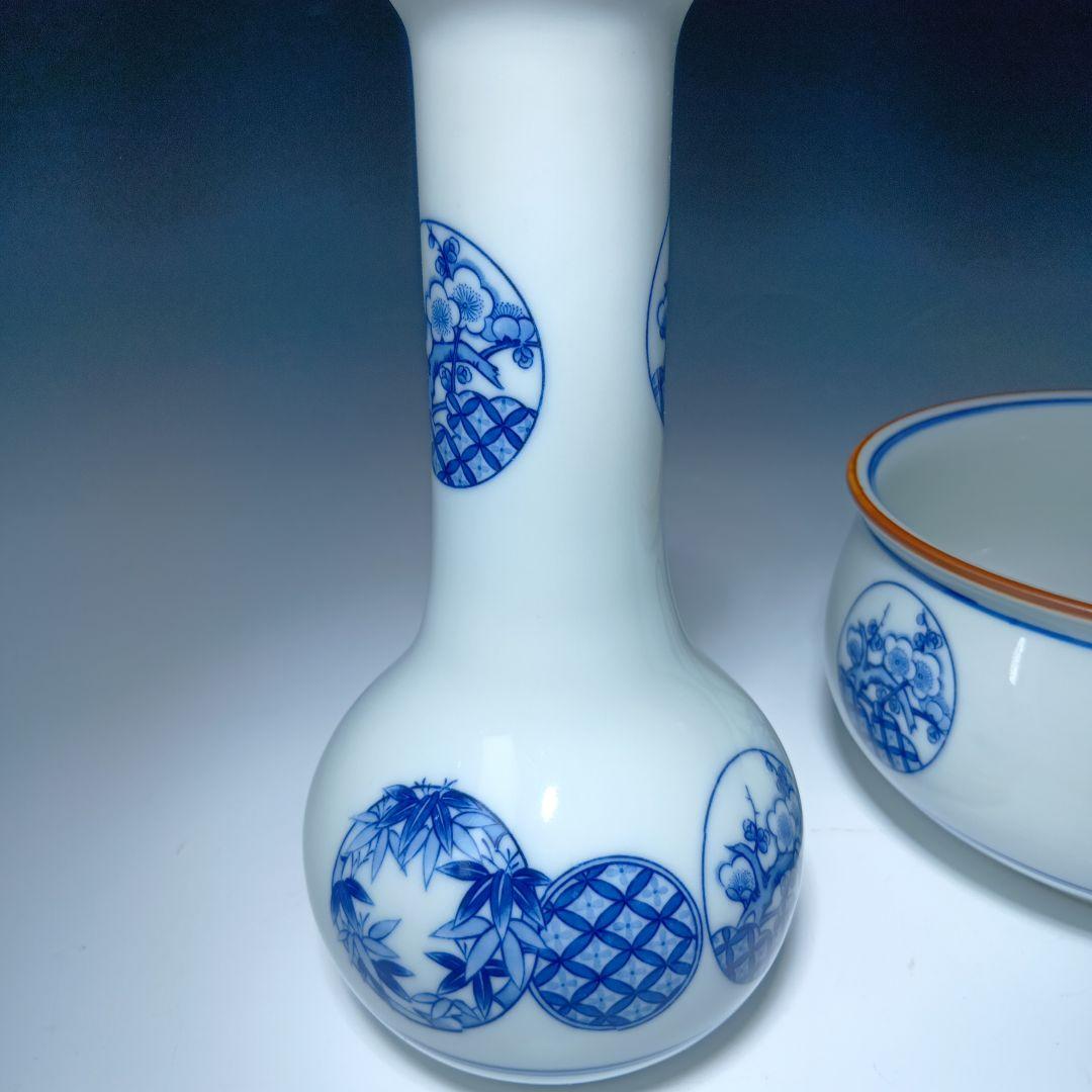 値下げ茶道具　千古窯　染付花丸文皆具一関　 共箱　美品