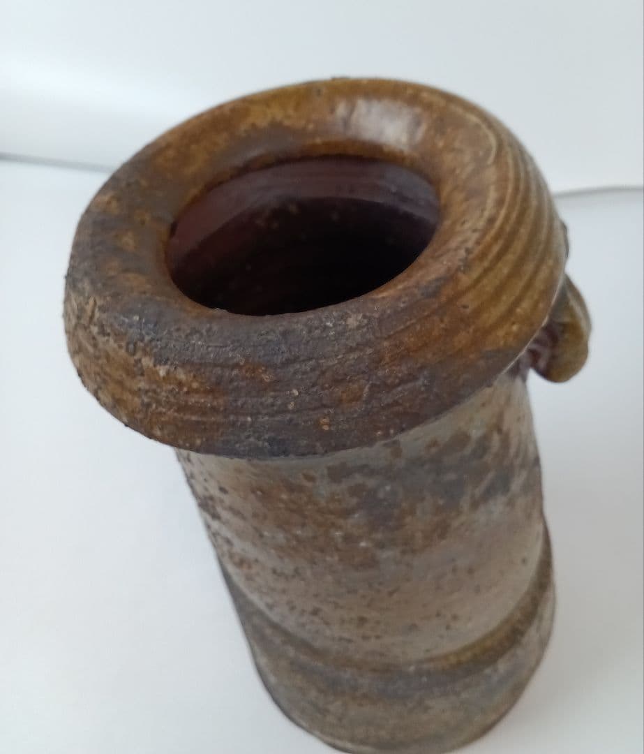 備前焼 耳付花入 花器 花瓶【人間国宝 伊勢崎淳】茶道 華道 美術品 工芸品