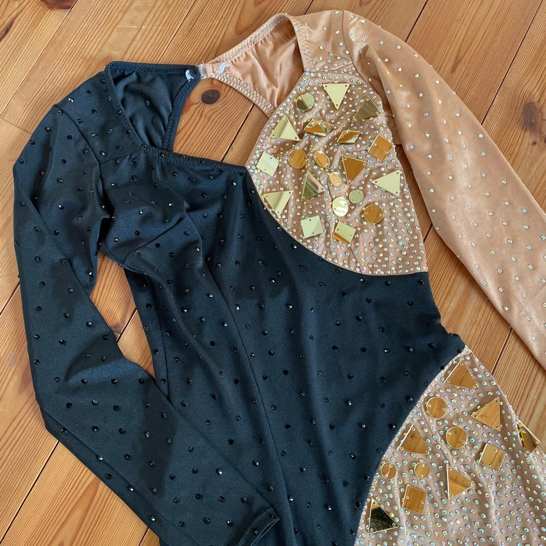 ❤︎ラテン【社交ダンス用ドレス】黒と金色