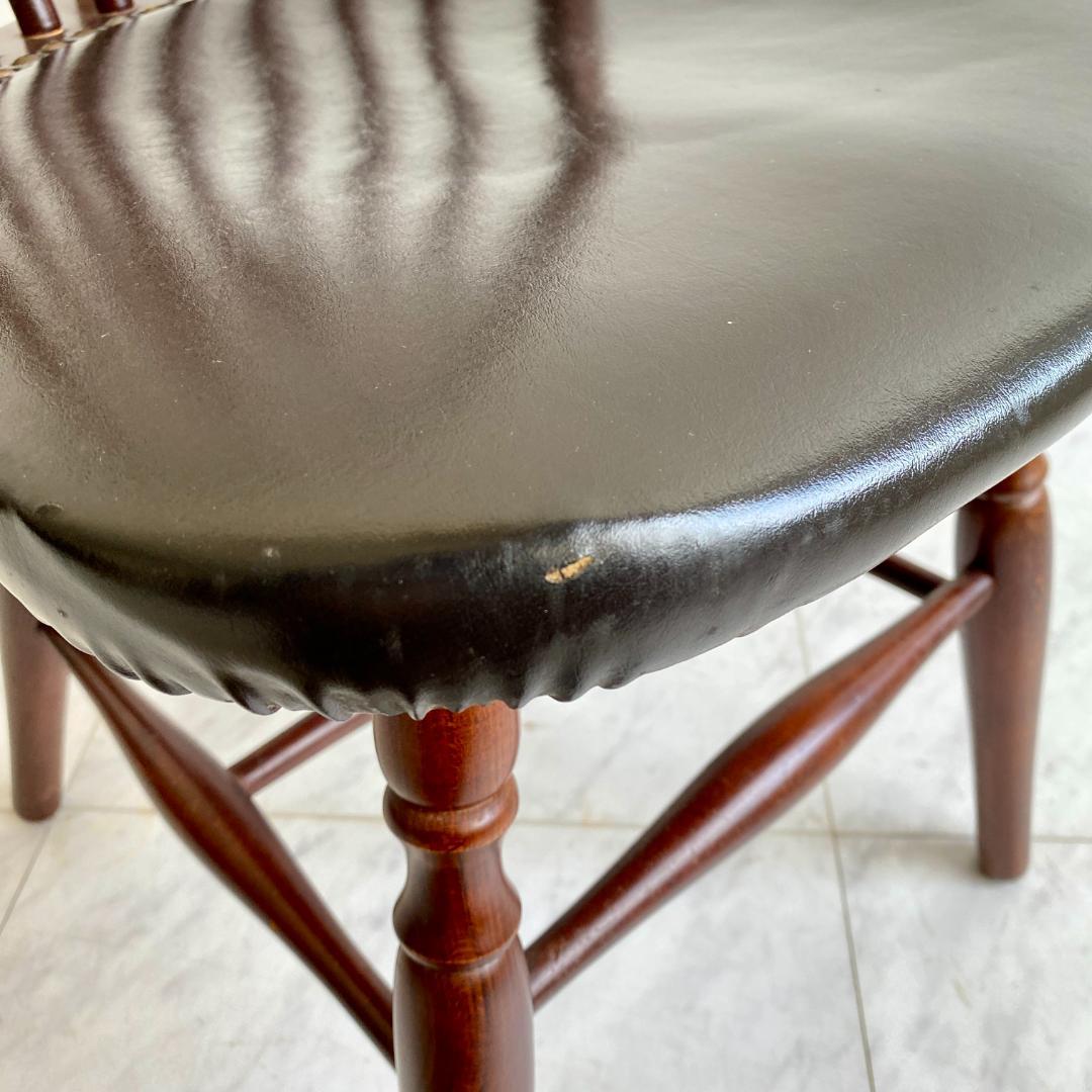 秋田木工 ビンテージ ダイニングチェア 曲木 椅子 レザー座面 鋲打ち