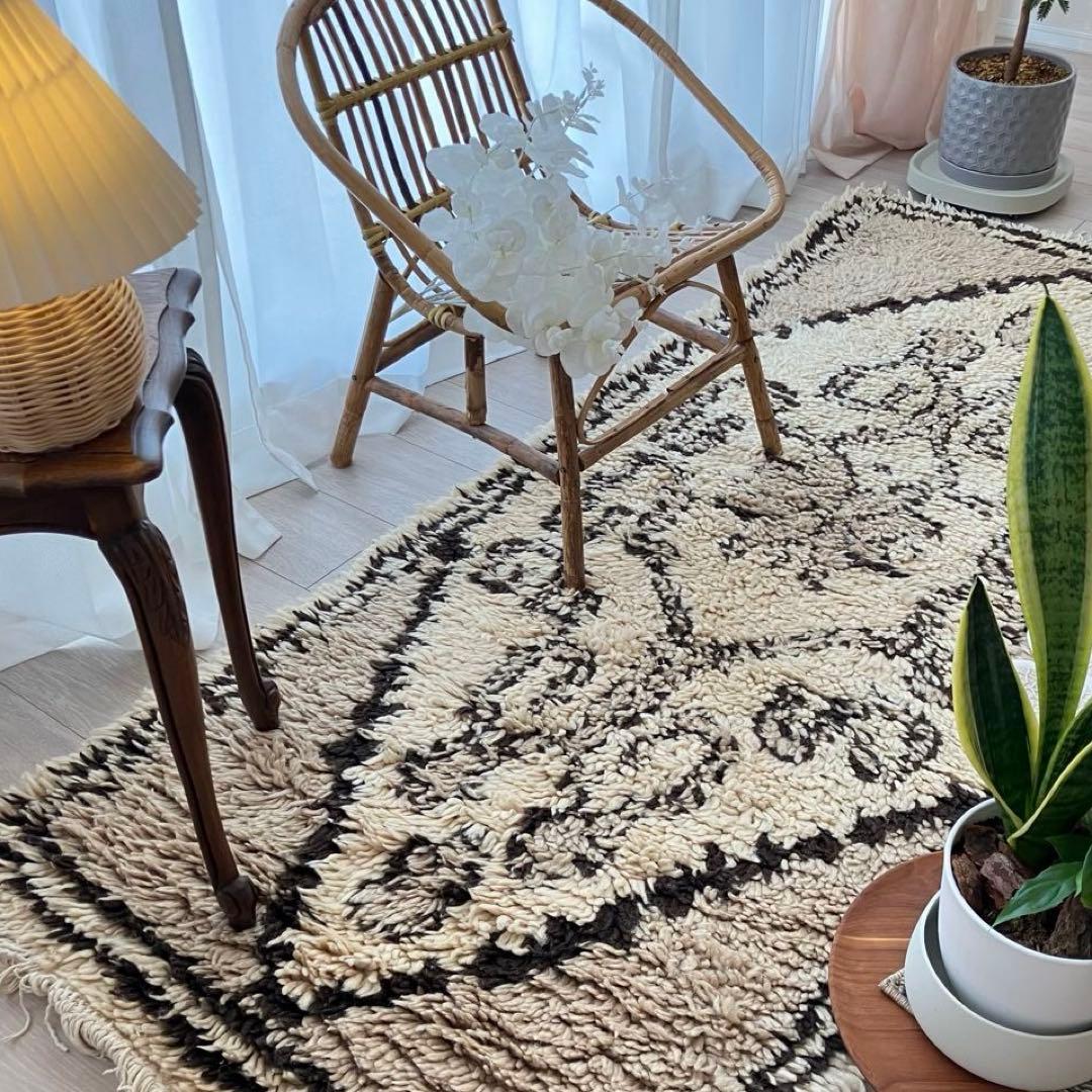 レア✳︎モロッコラグ　ミルキー　ブラウンチョコ　メダリオン　トルコヴィンテージラグ