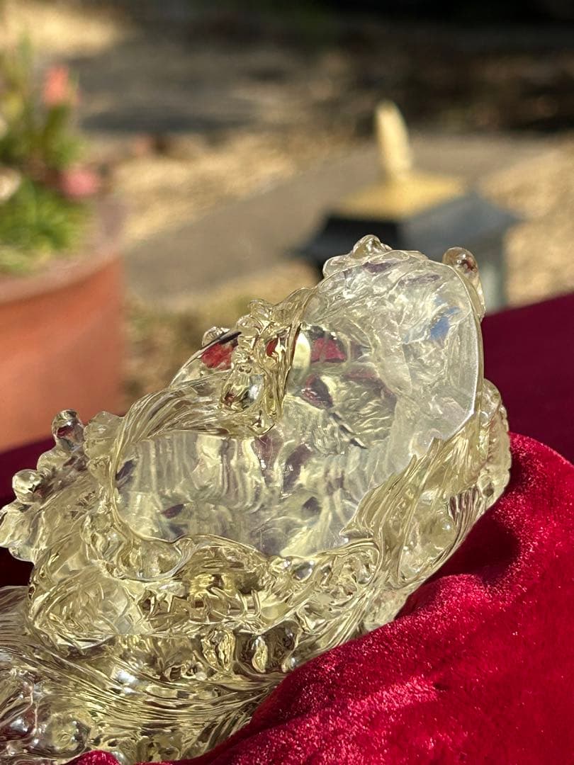 最高品質シトリン龍玉持西に金運パワ透明度が高く龍の一刀彫り‼️大特価SALE中