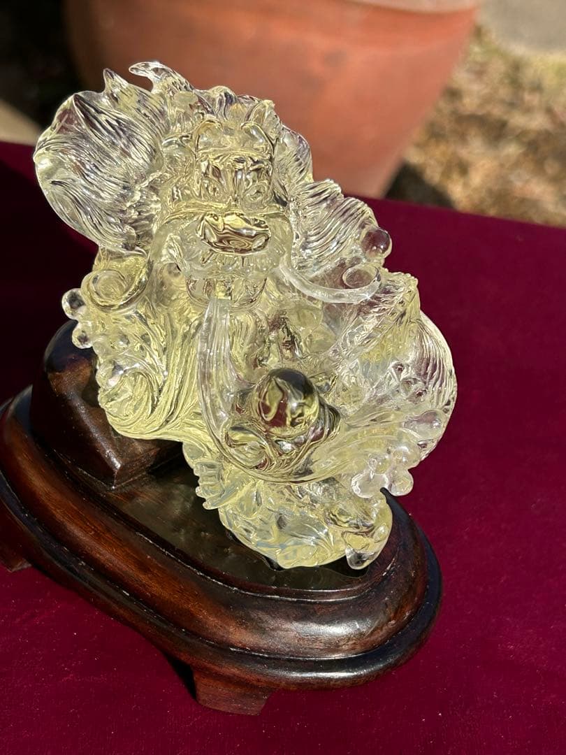 最高品質シトリン龍玉持西に金運パワ透明度が高く龍の一刀彫り‼️大特価SALE中