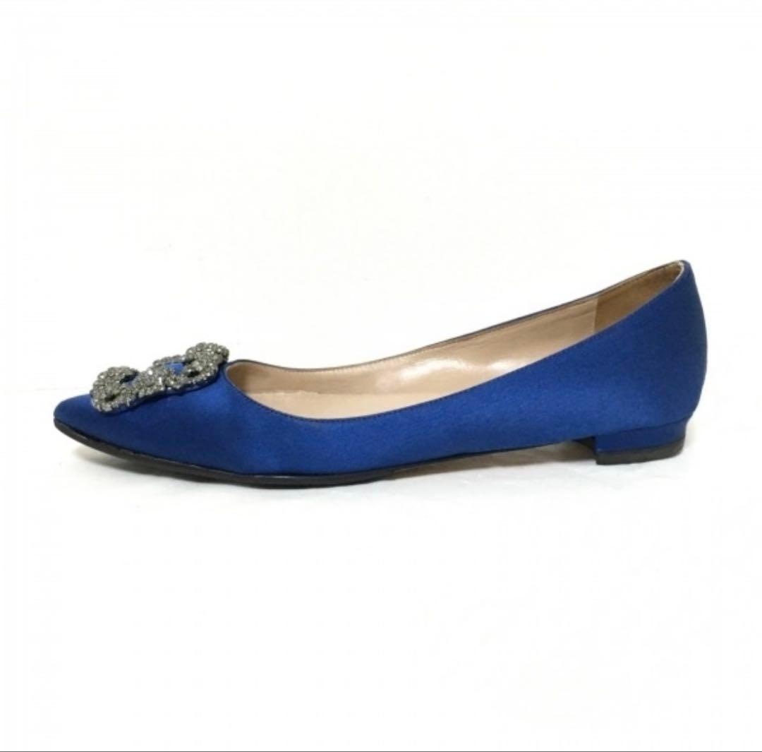 MANOLO BLAHNIK(マノロブラニク) ネイビーハンギシ　フラット
