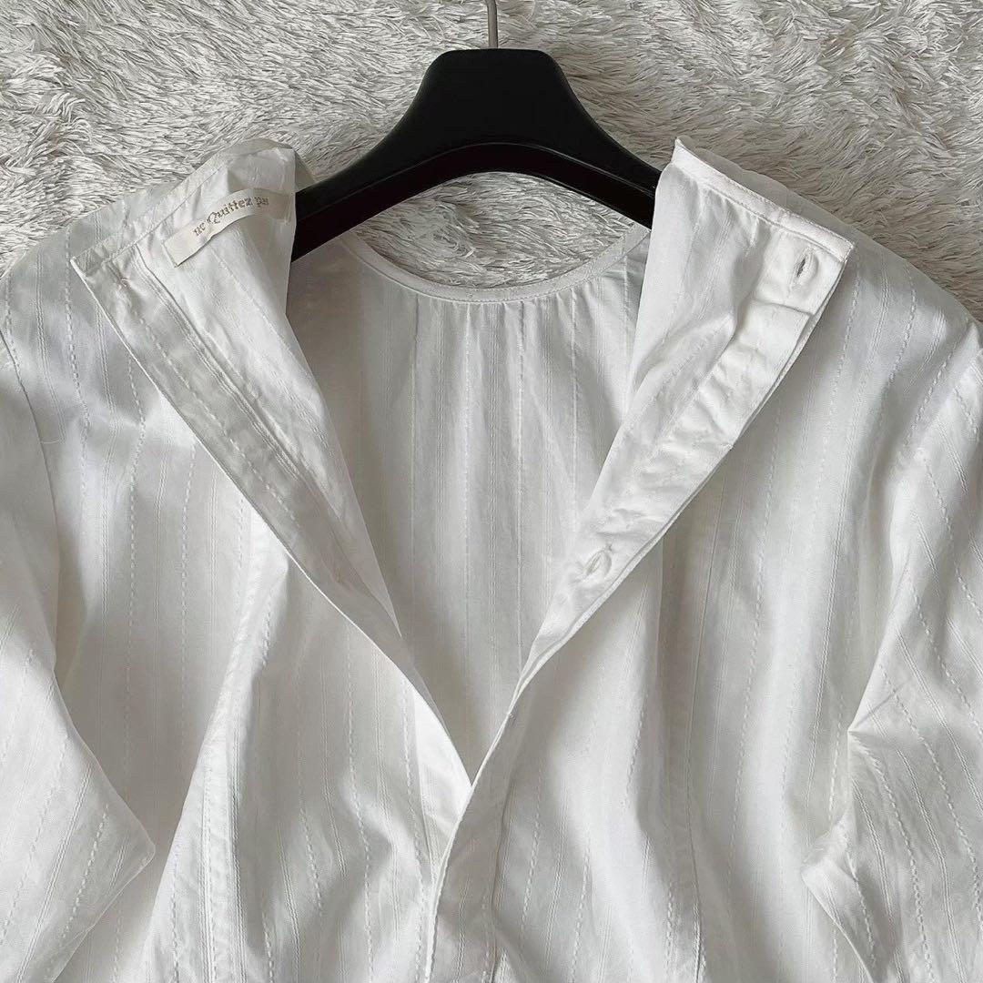 【新品未使用】ヌキテパ レトロレースブラウス ノーカラー 白 プルオーバー