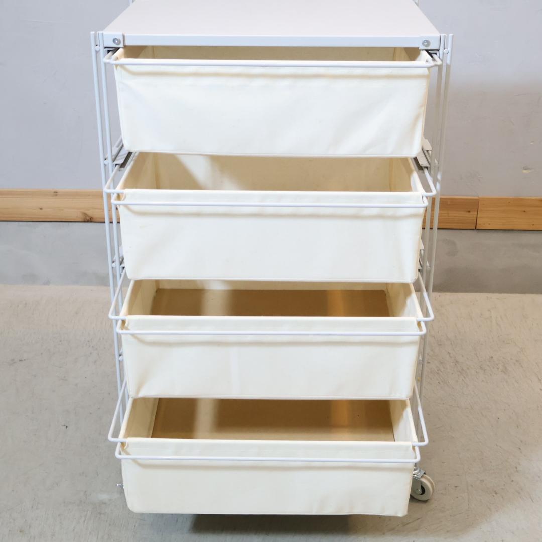 無印良品 MUJI スチール4段 帆布バスケット付き ユニットシェルフ チェスト