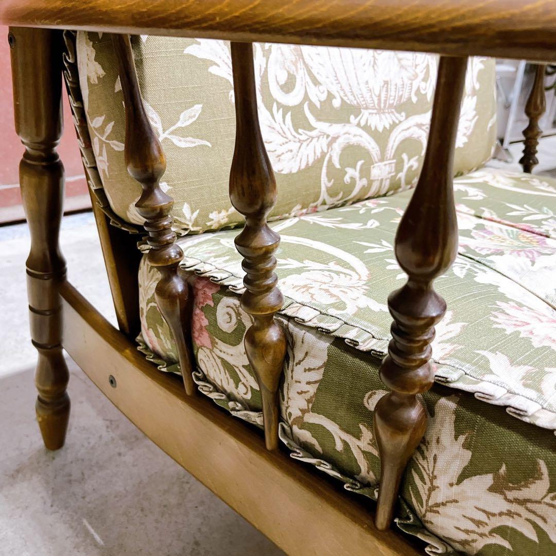 【稀少】karimokuカリモク アームチェア コロニアル フリージアグリーン①