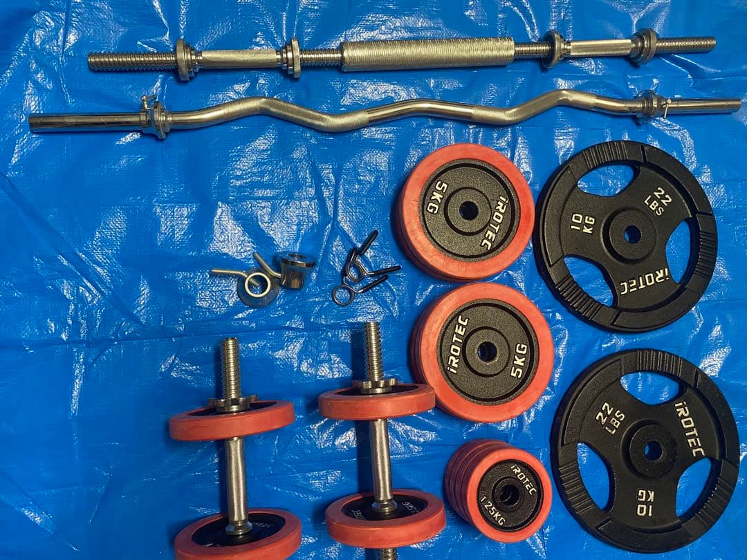 引き取り限定★IROTEC(アイロテック)マルチベンチ/ダンベルセット/バーベル