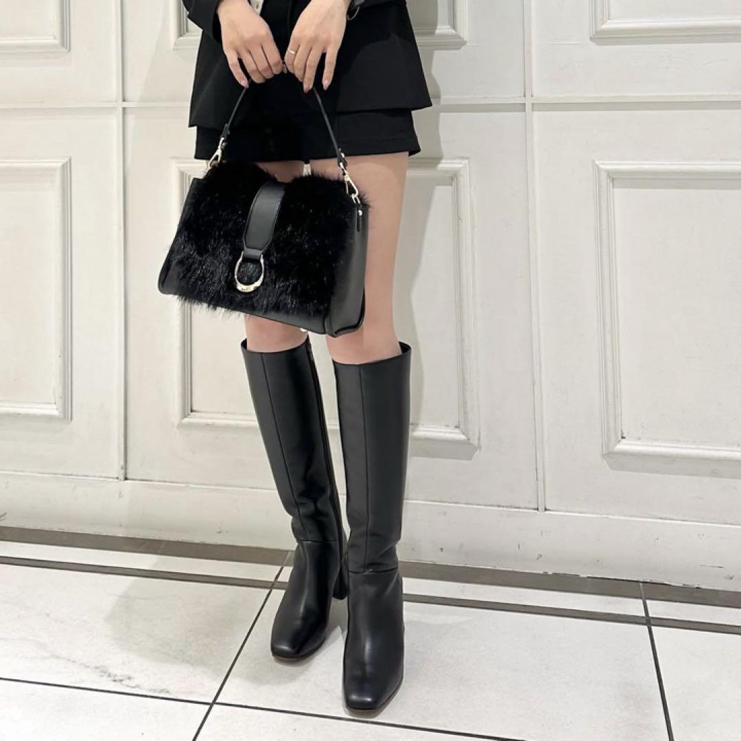 DIANA 履き心地にもこだわった！スクエアトゥロングブーツ ブラック 23cm