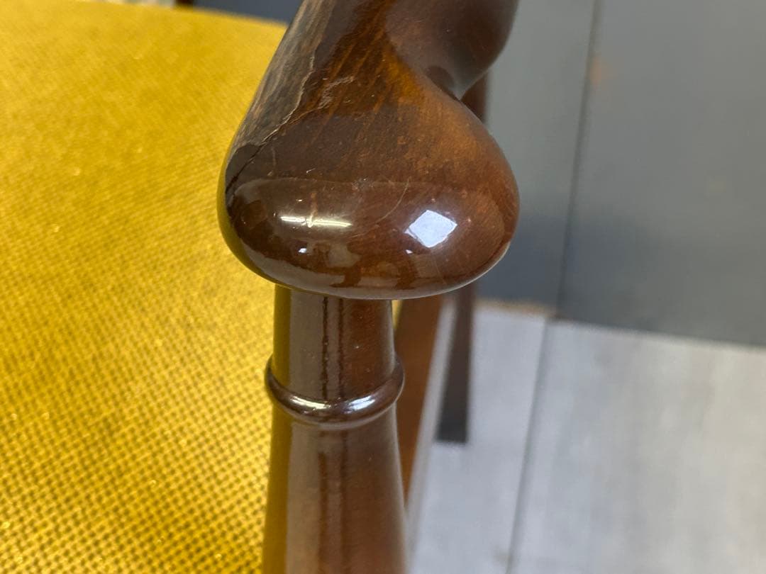 リメイク品　尾州生地　イエロー座面　カリモク　コロニアル　アームソファ　NI