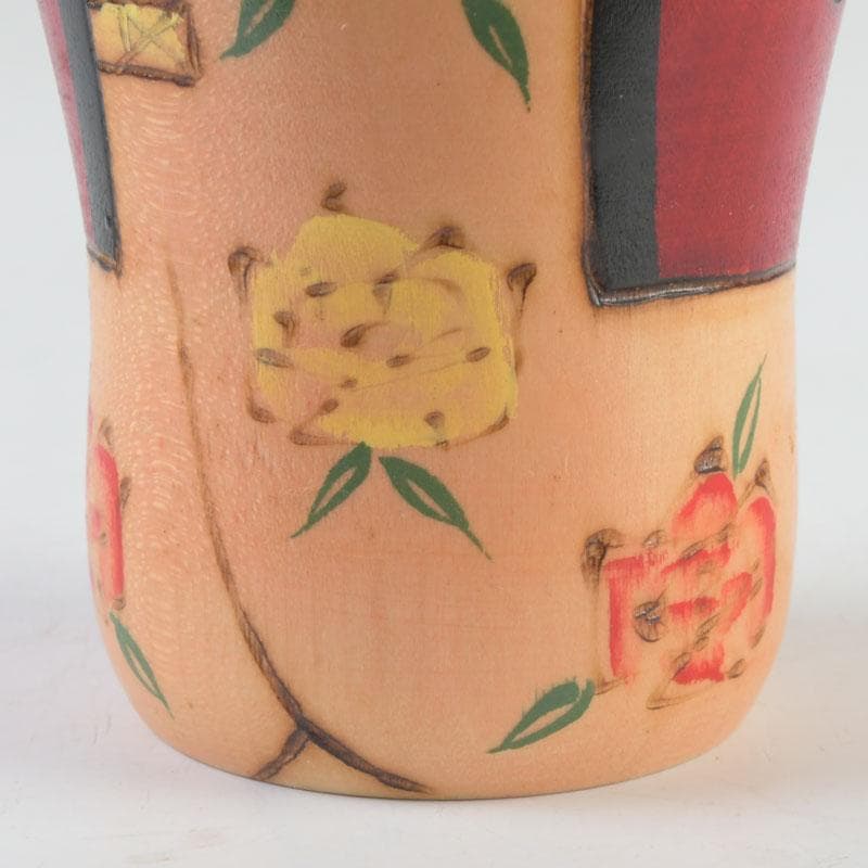 伝統工芸　創作こけし　内閣総理大臣賞受賞　岸貞男作　野ばら　共箱　V　9813