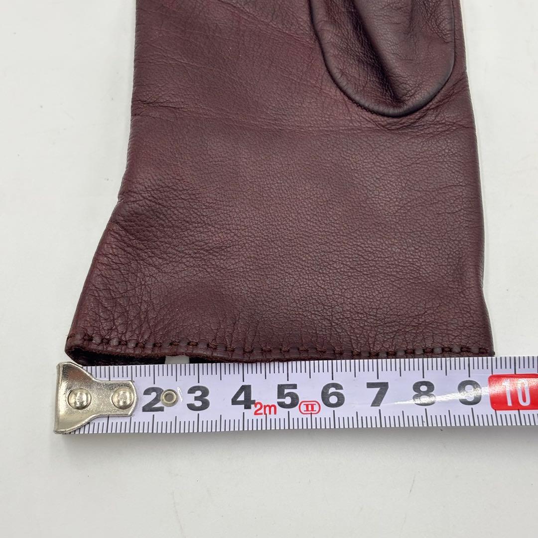 HERMES エルメス Hロゴモチーフ レザー グローブ 革手袋　ボルドー