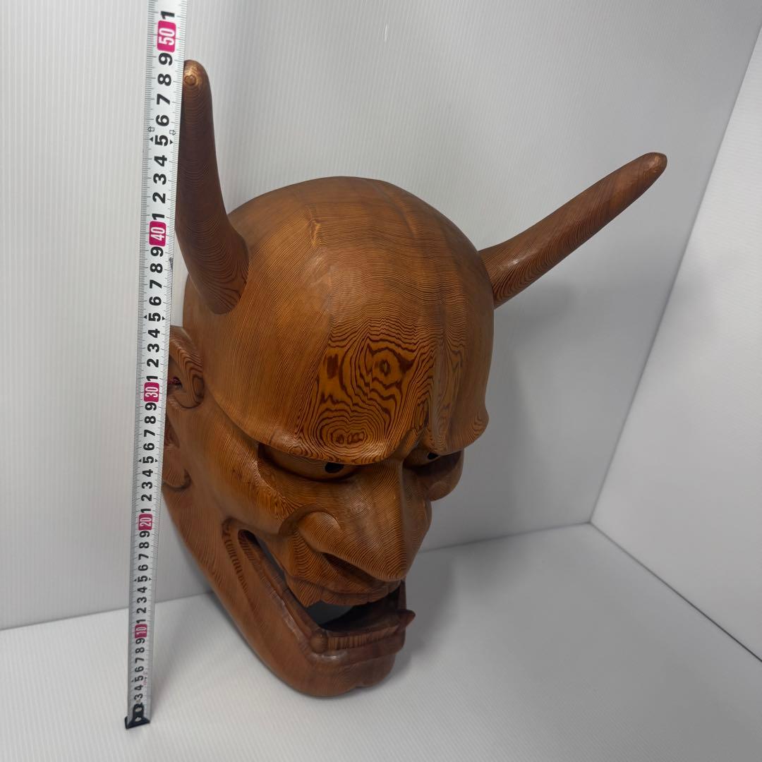 【極希少】 政落款 一刀彫 般若 能面 特大 木彫 迫力抜群 約50cm 逸品