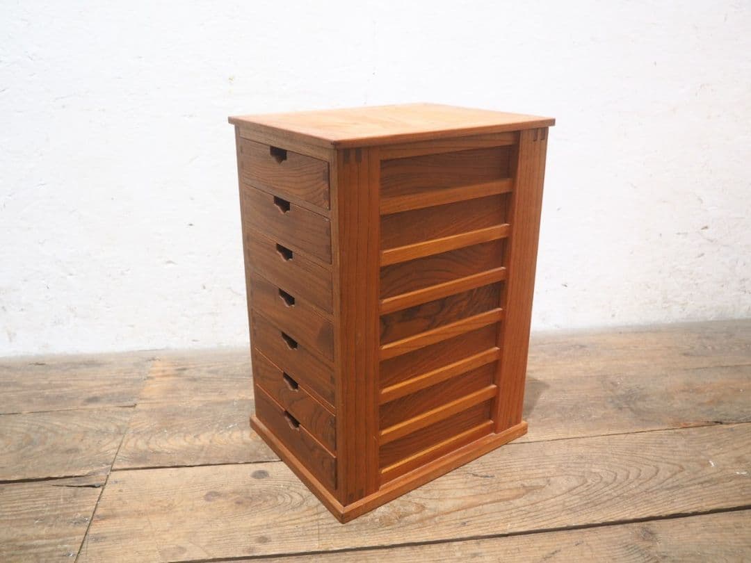 1246　②ケヤキの小引き出し　収納棚　書類ケース　展示台　ラック　インテリア