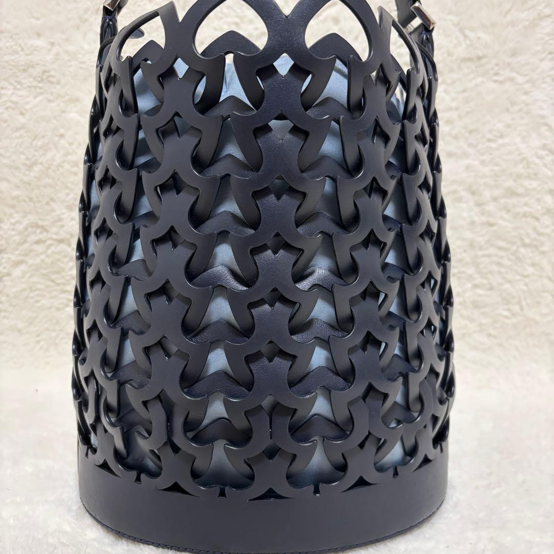 ✨️美品✨️ ケイトスペード ドリー ミディアムバケット かごバッグ ネイビー