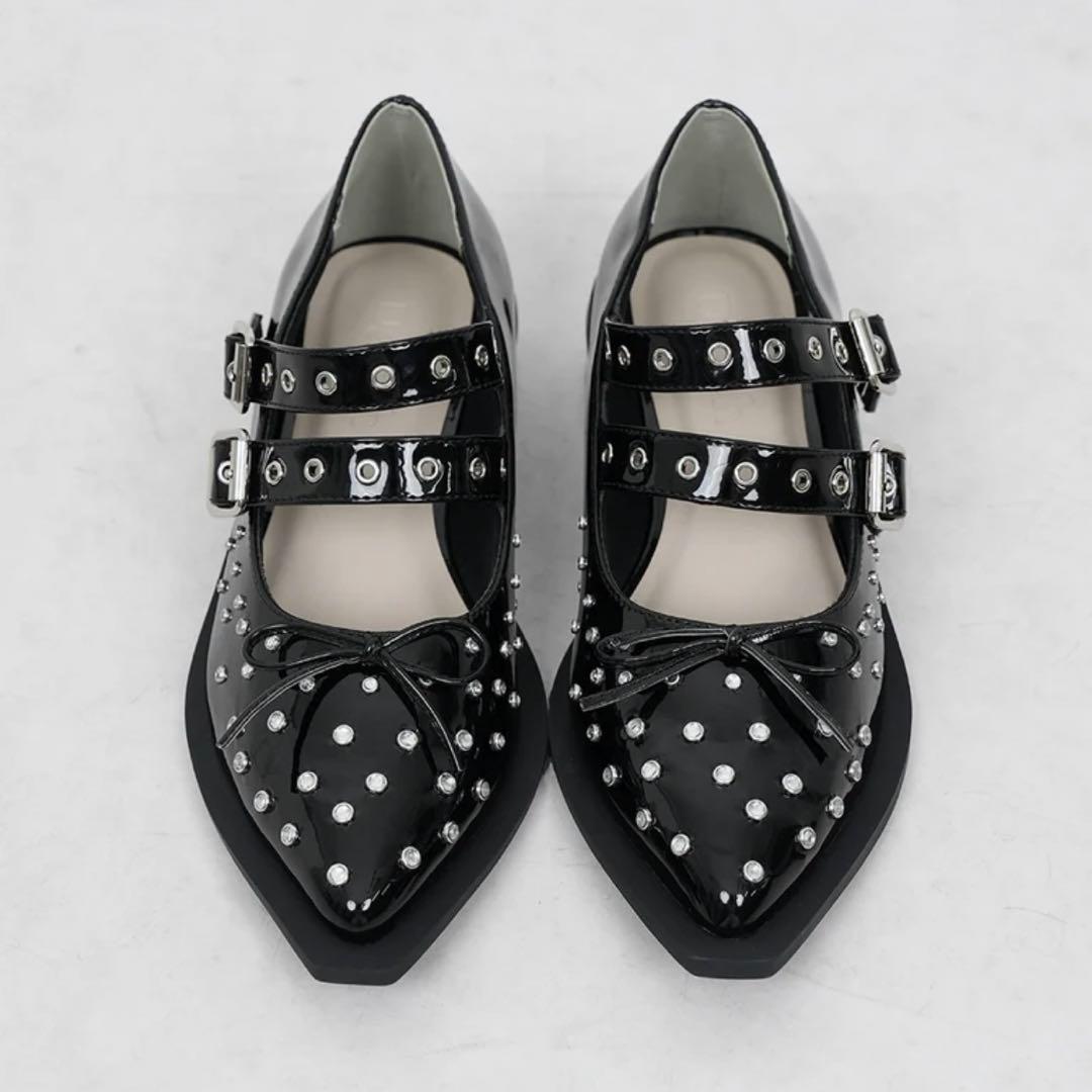 新品・箱付き♡Darich♡ダブルベルトフラットシューズ　Mサイズ