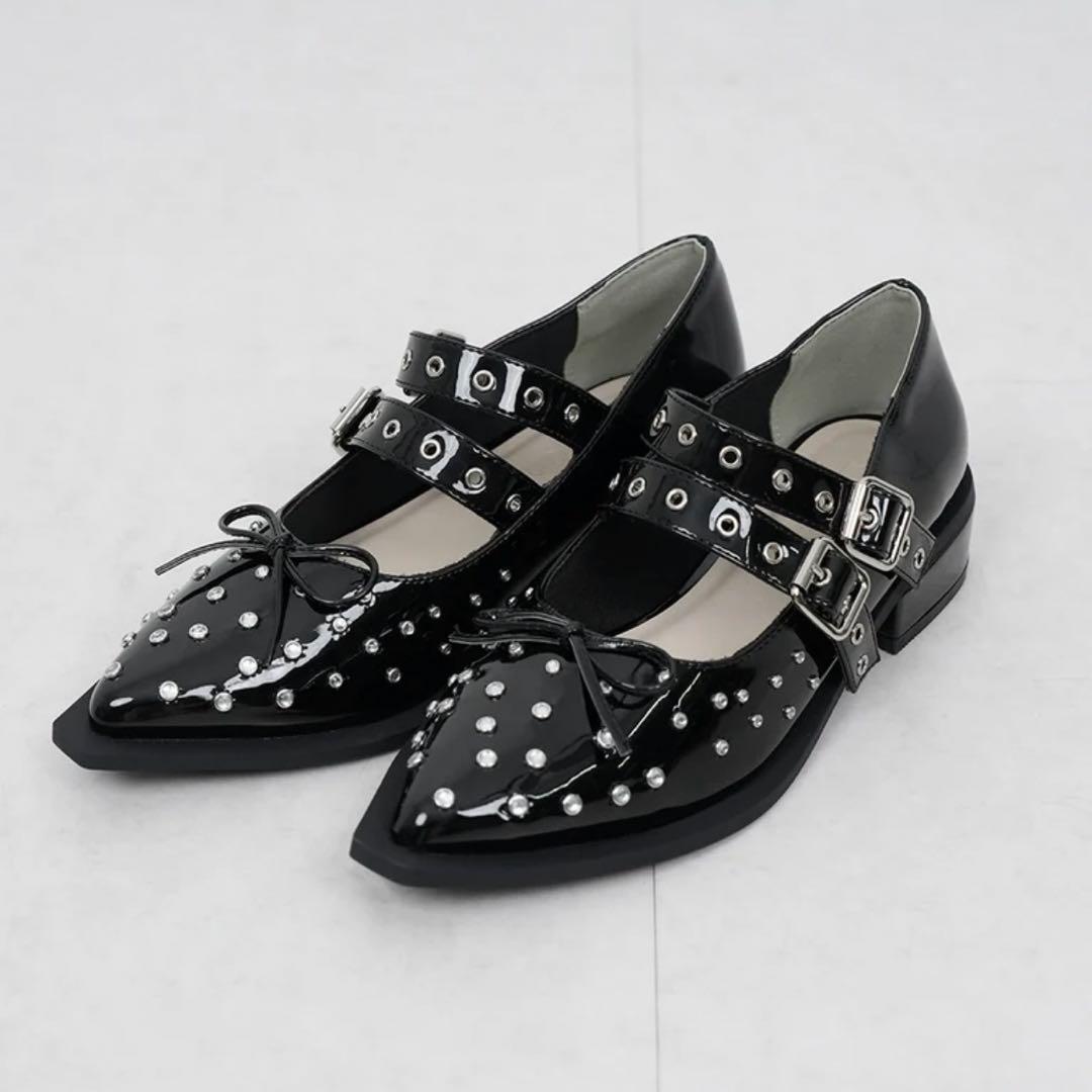 新品・箱付き♡Darich♡ダブルベルトフラットシューズ　Mサイズ