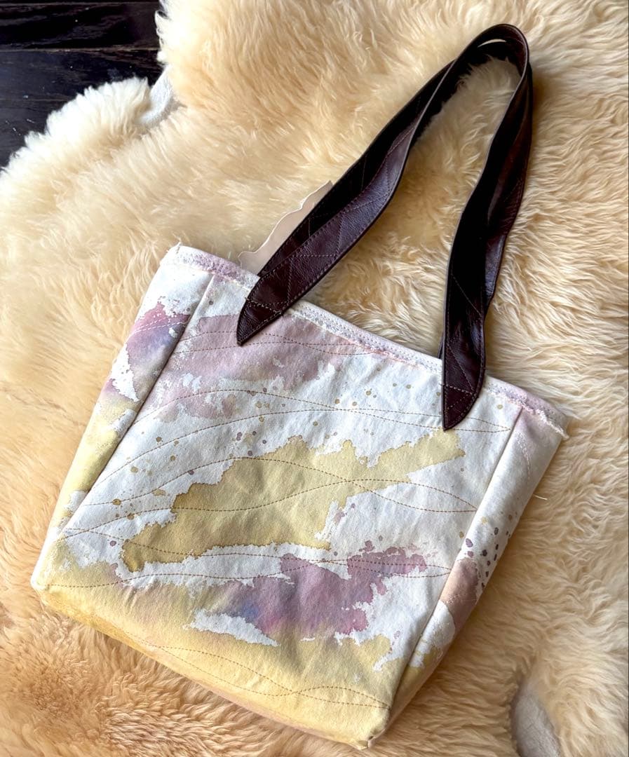 (手づくり)\"エンジェル茶トラ\"ねこのトートバッグ刺繍切り絵帆布ネコ