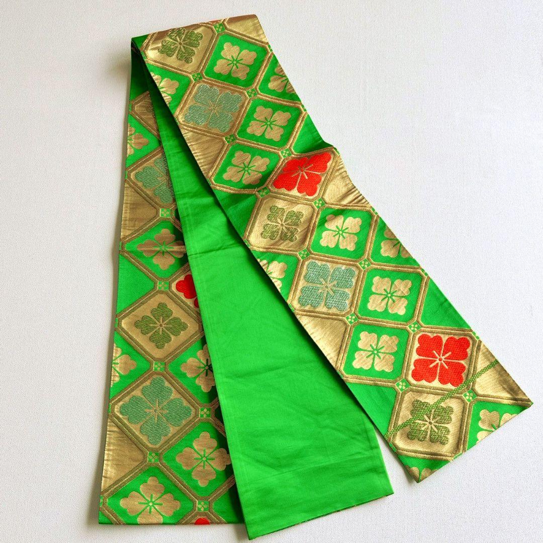 美品　フルセット　七五三　７歳女の子　しぼり柄鼓　緑袋帯　長襦袢付　小物7085