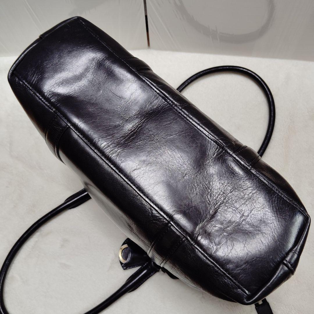 【艶】アニアリ　ビジネストート　ブリーフケース　オールレザー　舟形　A4　黒