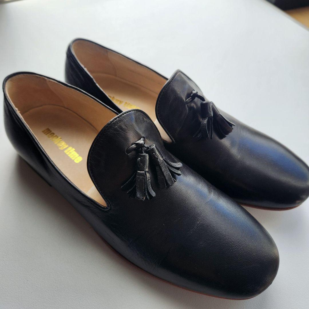 monkey time タッセル付きローファー 黒