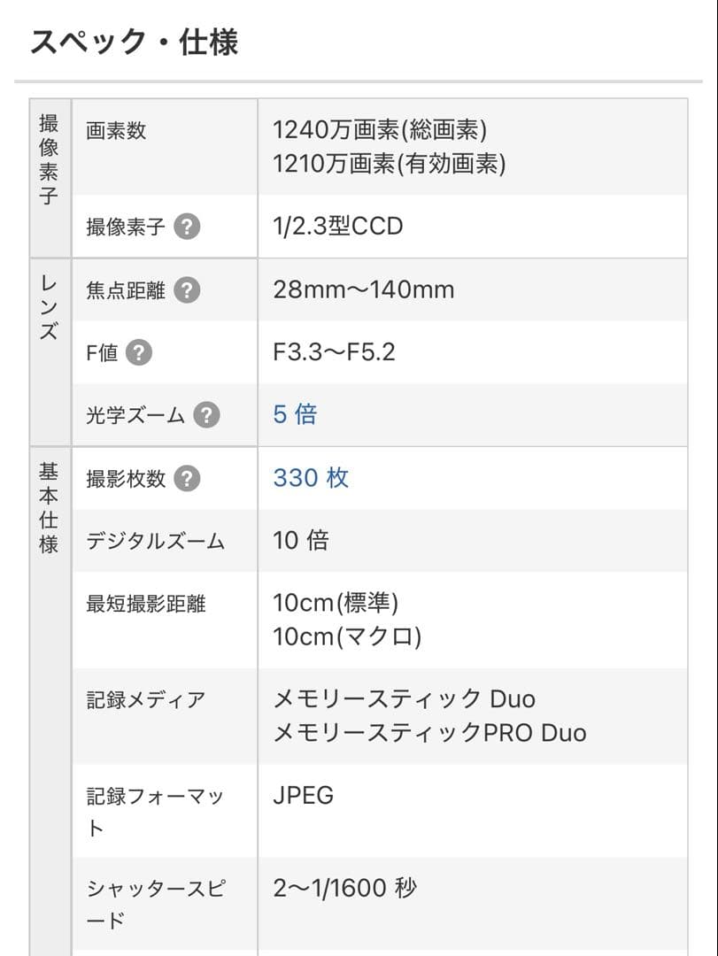 SONYサイバーショット DSC-W270 充電器 カード付き オールドコンデジ