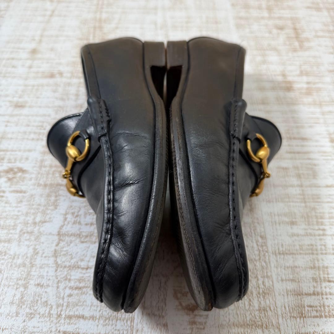 GUCCI ホースビットローファー 黒金 39 1/2 E 24.5