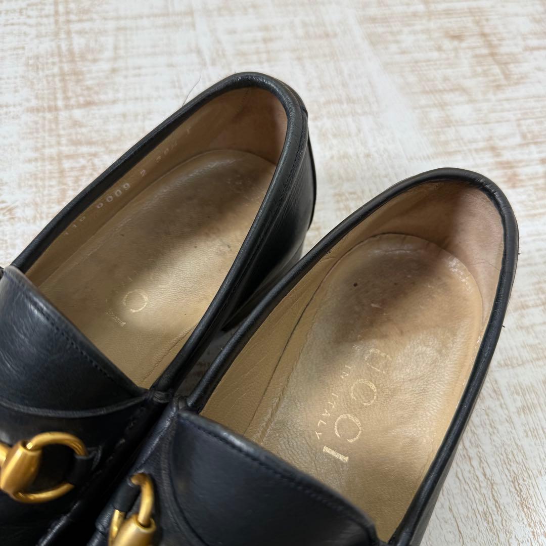 GUCCI ホースビットローファー 黒金 39 1/2 E 24.5