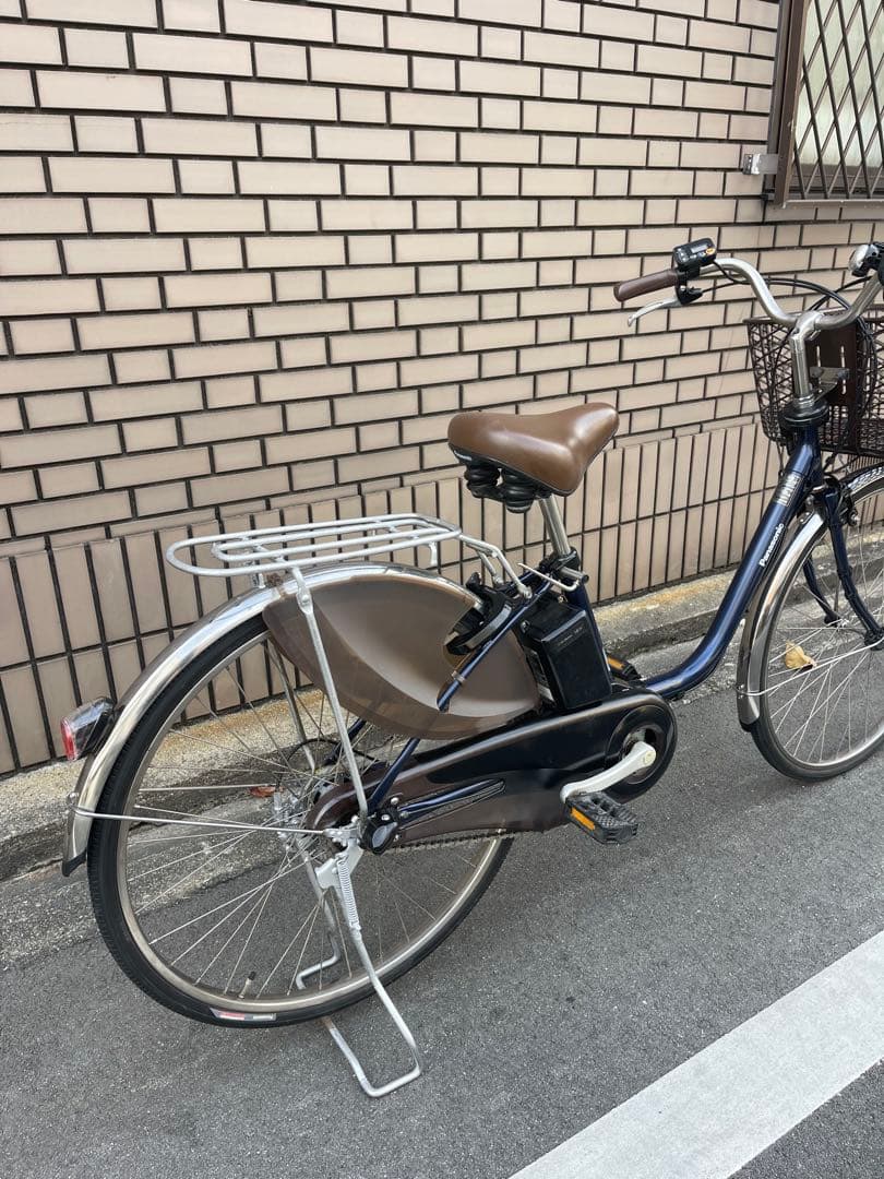 電動アシスト自転車 ネイビー 前カゴ付き