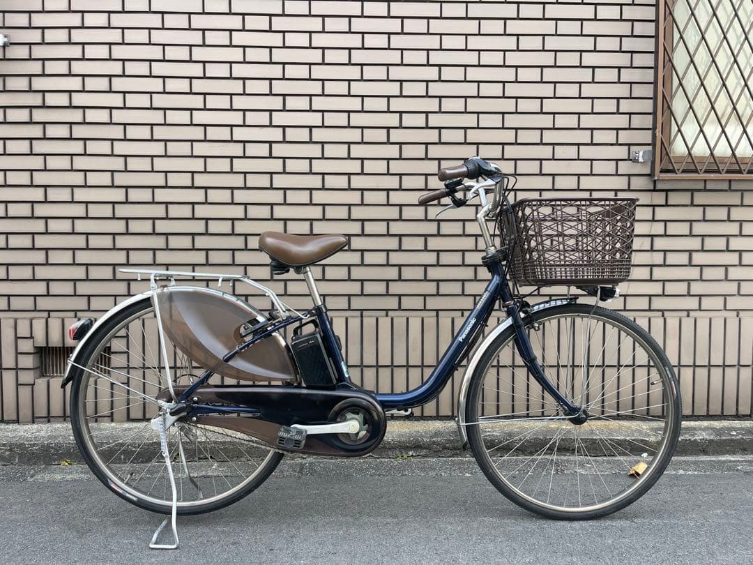 電動アシスト自転車 ネイビー 前カゴ付き
