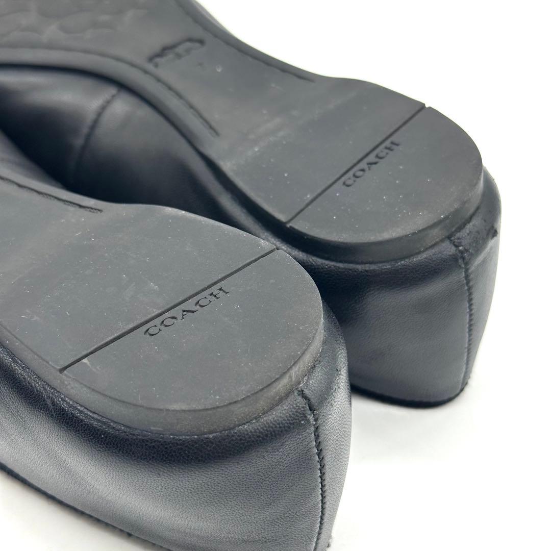 【美品】コーチ アリーナバレエ バレエシューズ レザー ブラック 24cm