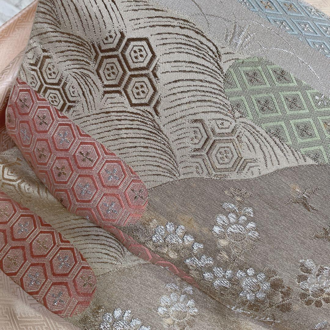 訪問着　フルセット　橘　手刺繍　鹿の子絞り　紗綾形地紋　入学式　卒業式　Q5