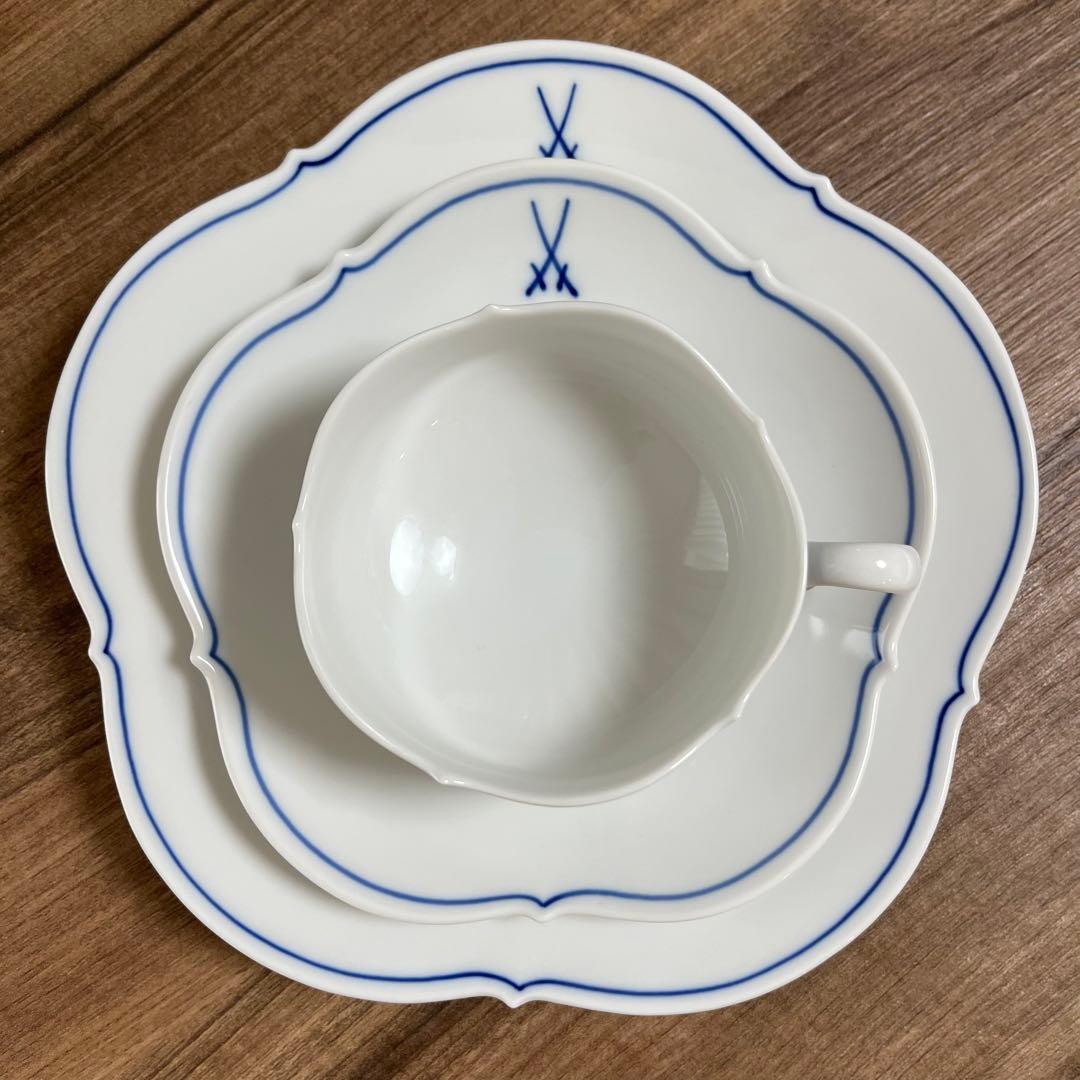 マイセン 剣マーク C＆S 2客 / プレート 2枚 / ホワイトレリーフ1枚