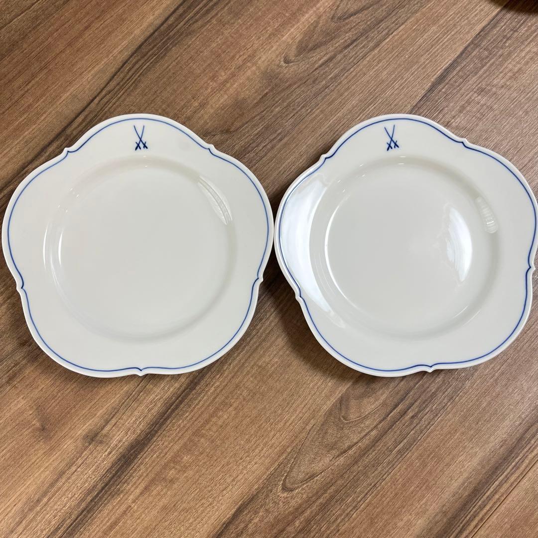 マイセン 剣マーク C＆S 2客 / プレート 2枚 / ホワイトレリーフ1枚