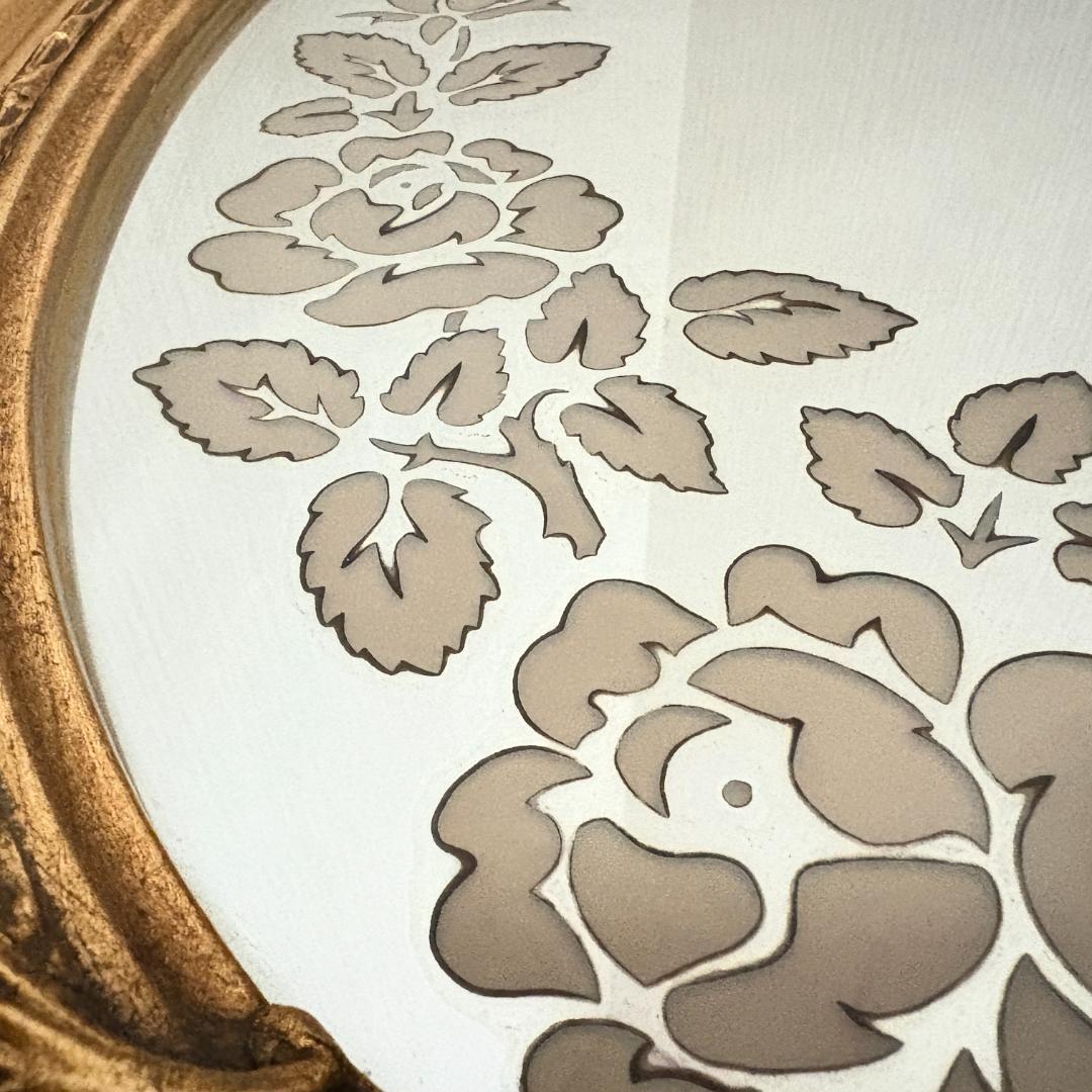 ウォールミラー アンティーク ゴールド装飾 楕円形 壁掛け鏡 レトロ 現状品