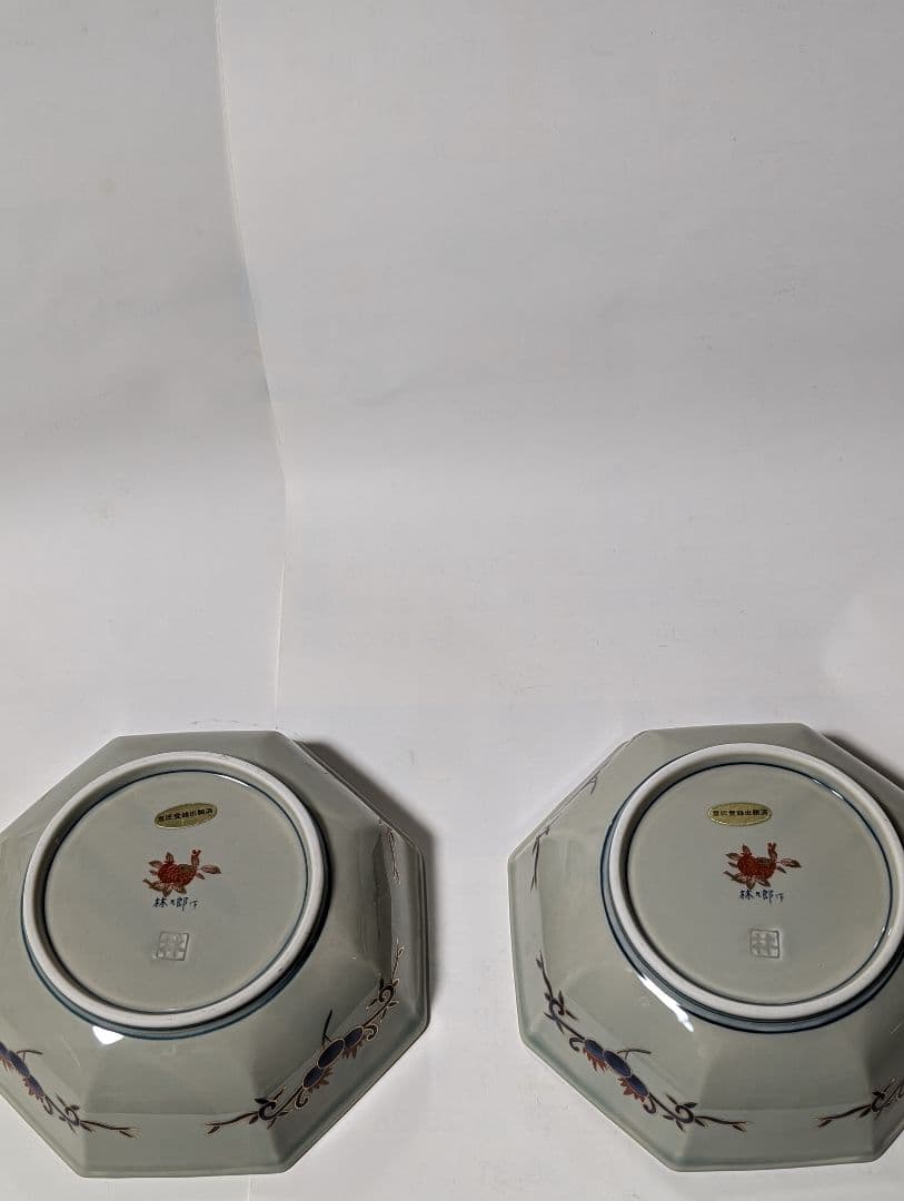 （F!!）林　九郎作　八角形の青い牛の絵皿 鉢2個セット